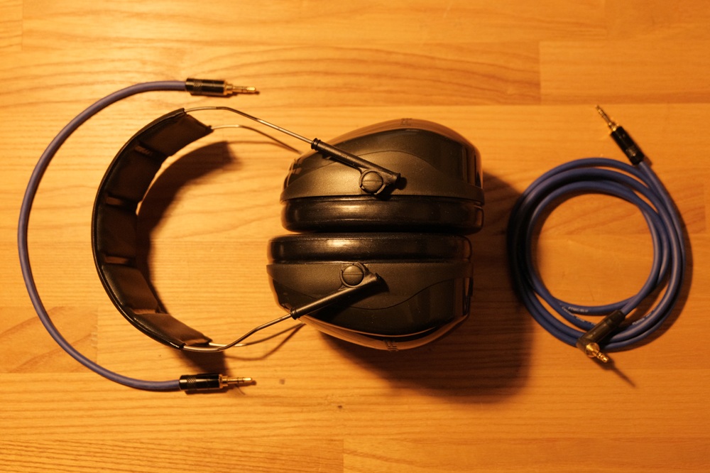 finished ear defender headphones with cables disconnected