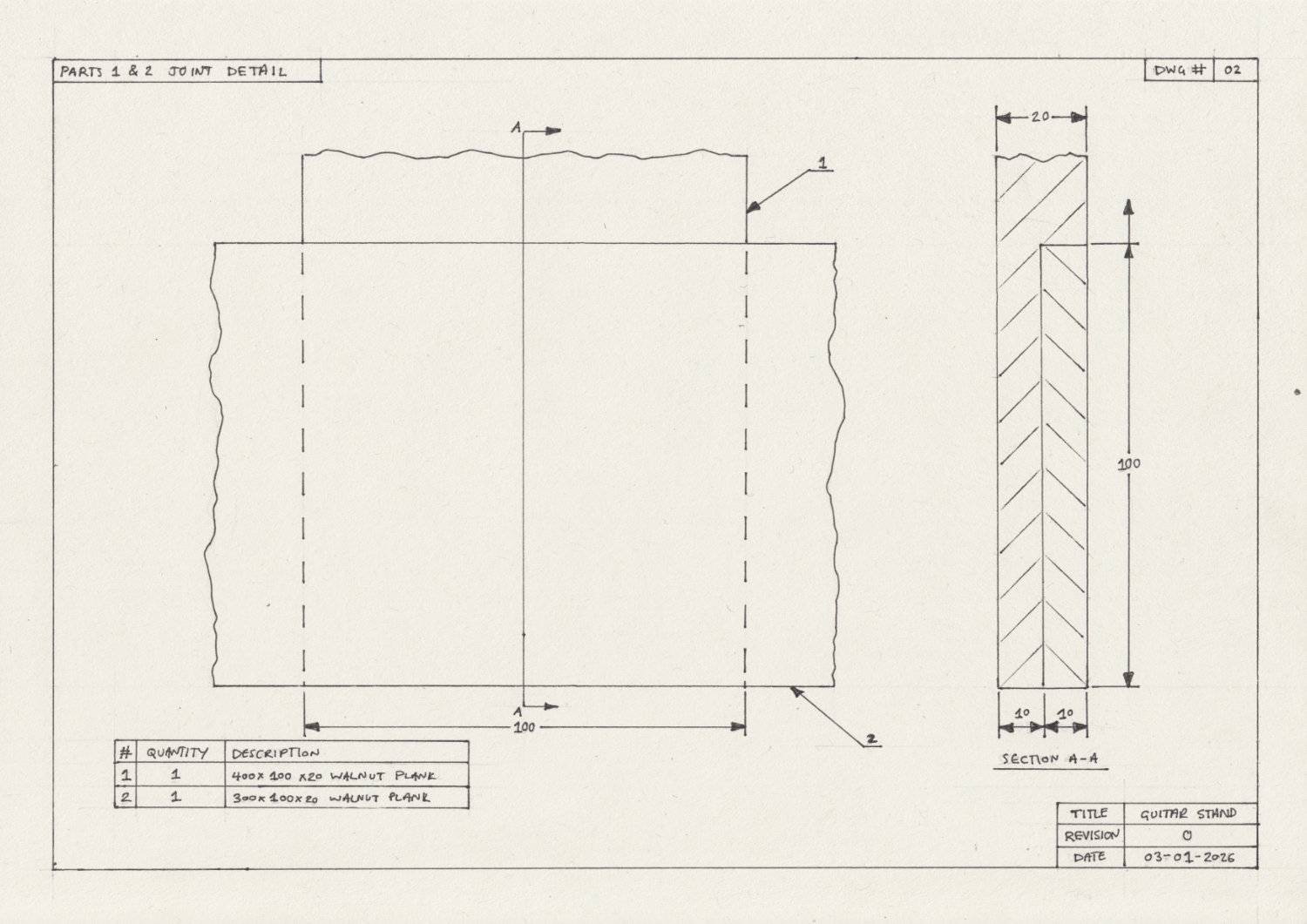 revision 0 technical drawing of joint between major components